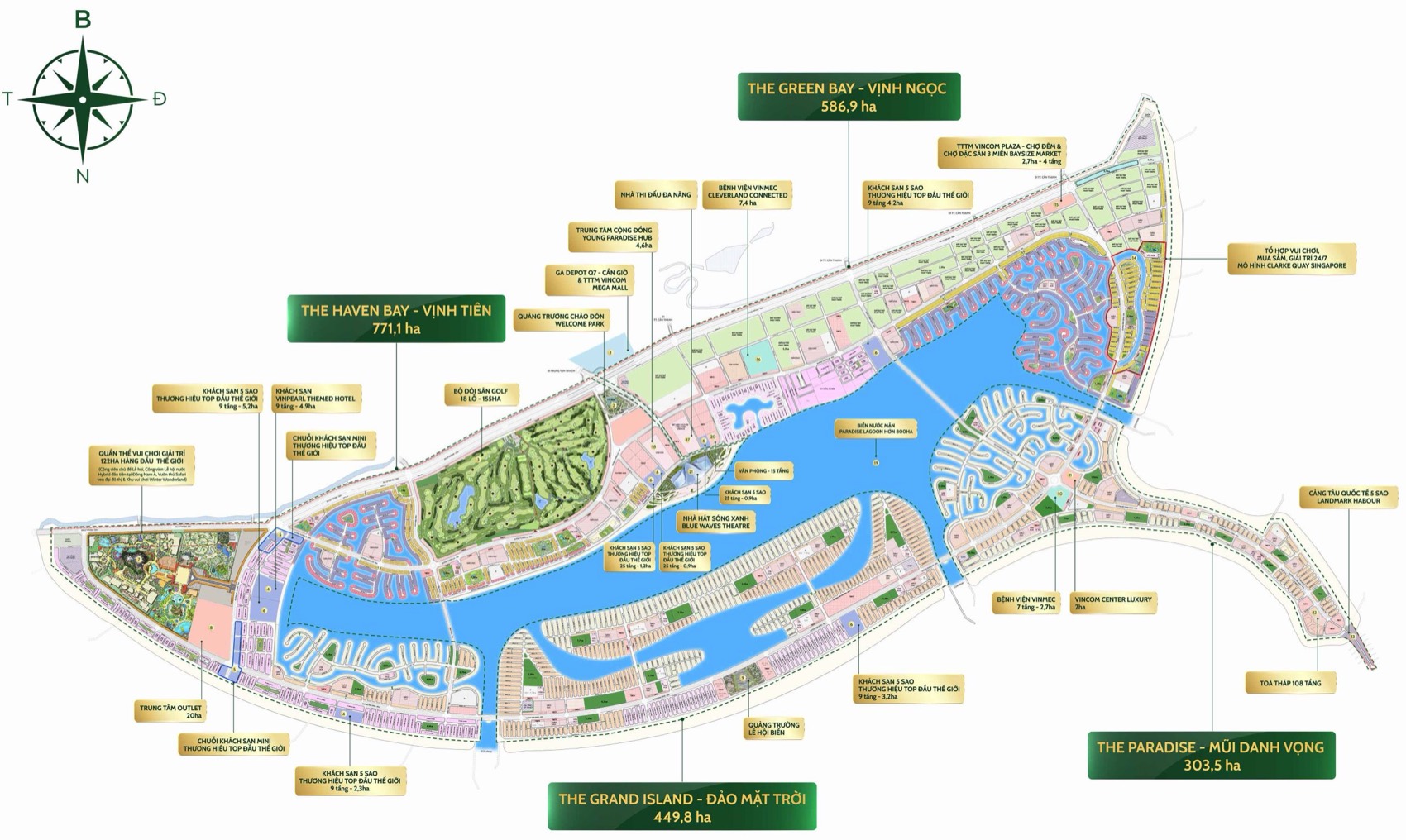 Mặt bằng tổng thể Vinhomes Green Paradise · 4 phân khu